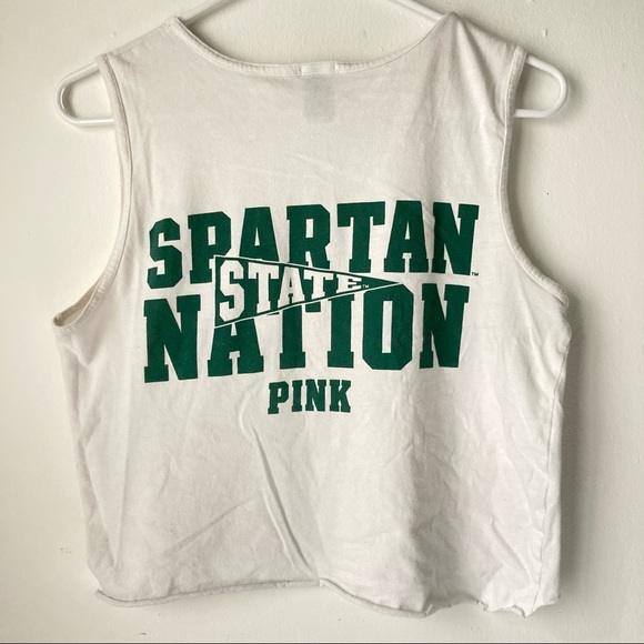 PINK Spartan Nation Michigan State Tank Top Green - Picture 2 of 3